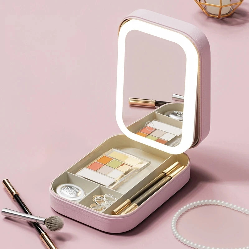 Makeup Storage Box With LED Mirror